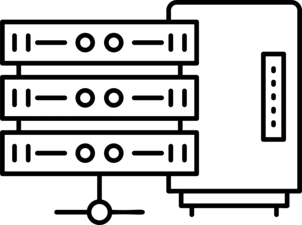 Icône Serveur Mainframe Datacenter Dans Style Contour — Image vectorielle