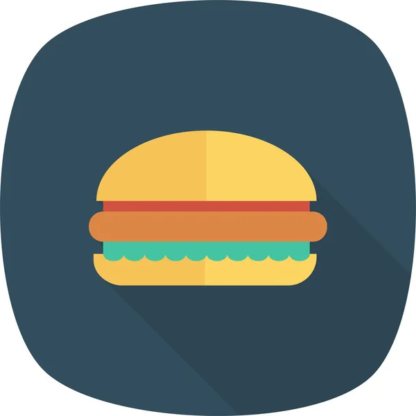 Hambúrguer Cheeseburger Cozido Ícone Estilo Sombra Longa —  Vetores de Stock