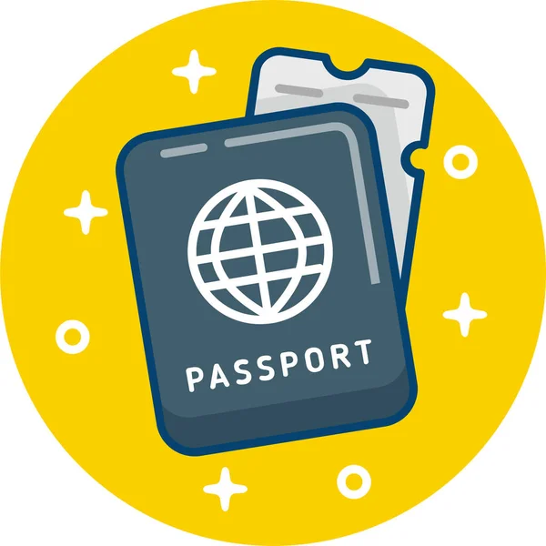 Documento Pasaporte Icono Personal Estilo Esquema Lleno — Vector de stock