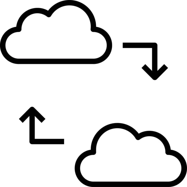 Nubes Flechas Internet Icono Estilo Esquema — Archivo Imágenes Vectoriales