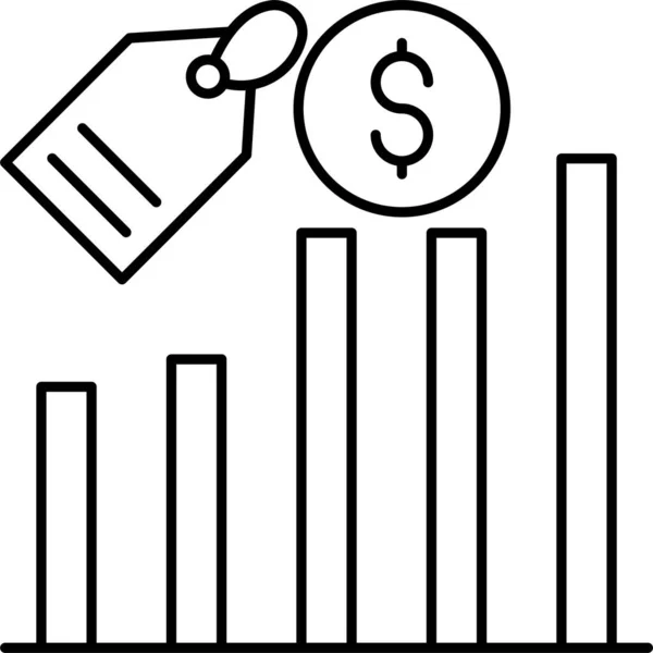 Grafico Aumento Della Crescita Icona Stile Outline — Vettoriale Stock