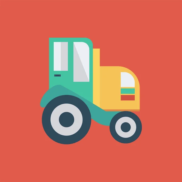 Auto Rural Tractor Icono Estilo Plano — Vector de stock