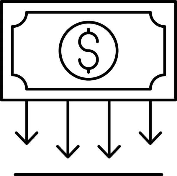 Εικονίδιο Επένδυσης Μετρητά Δολάριο Στυλ Περίγραμμα — Διανυσματικό Αρχείο