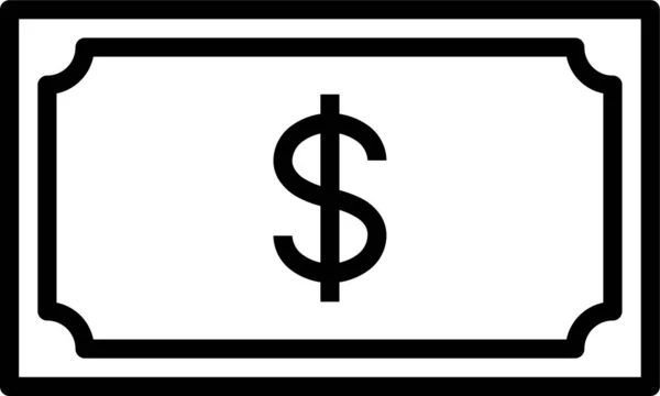 Dollar Cash Geld Pictogram Omtrek Stijl — Stockvector