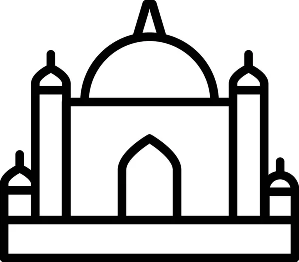 Taj Mahal Ikon Sejarah Dalam Gaya Garis Besar - Stok Vektor