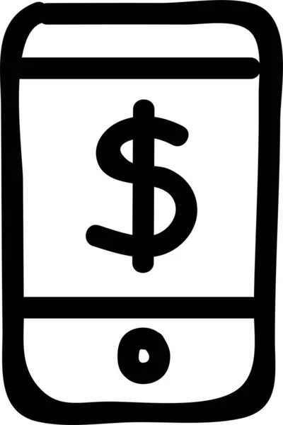 Icono Móvil Dispositivo Bancario Estilo Esquema — Archivo Imágenes Vectoriales