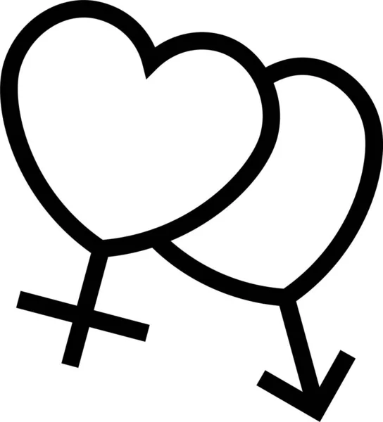 Пара Жіночої Любові Значок Твердому Стилі — стоковий вектор