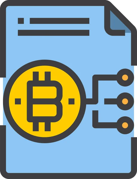 Icono Documento Gráfico Bitcoin Estilo Contorno Lleno — Vector de stock