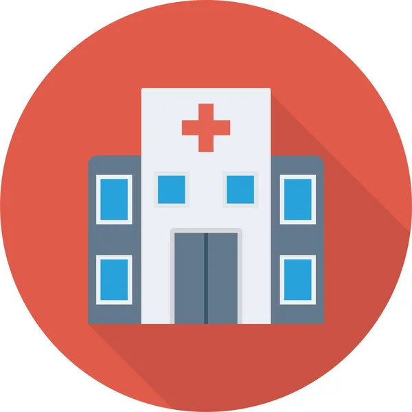 Icona Dell Ospedale Sanitario Stile Long Shadow — Vettoriale Stock