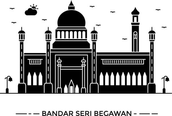 Bandar Begawan Capital Icono Estilo Sólido — Vector de stock