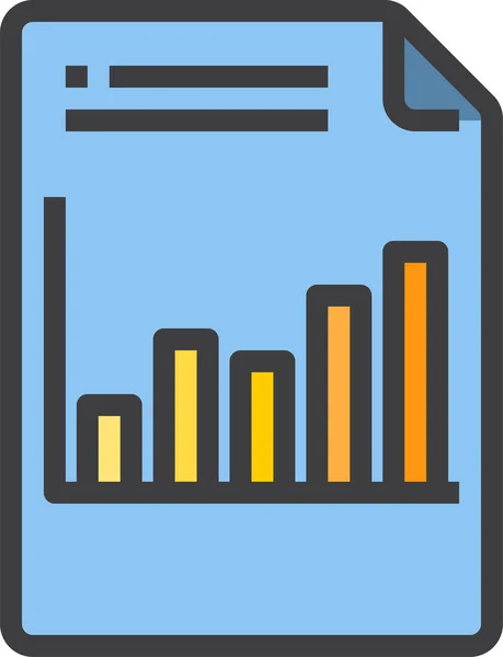 Bar Chart Document Icon Full Outline Style — 스톡 벡터