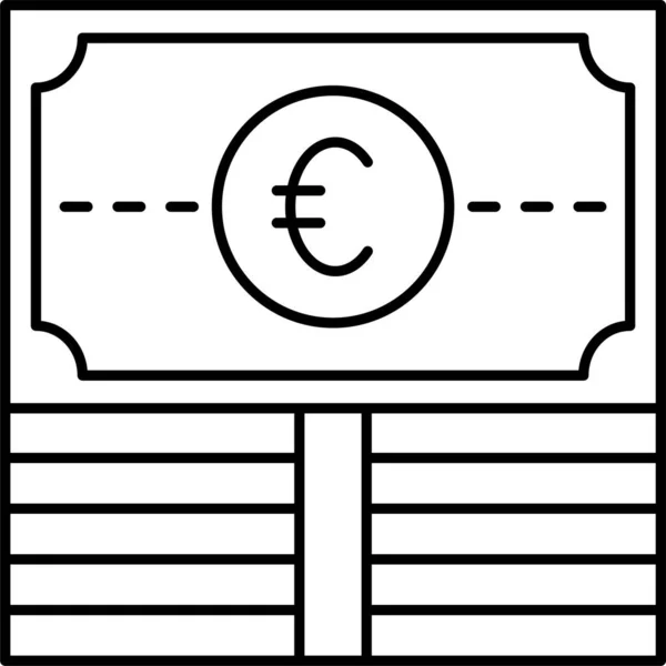 Cash Euro Icône Économie Dans Style Contour — Image vectorielle