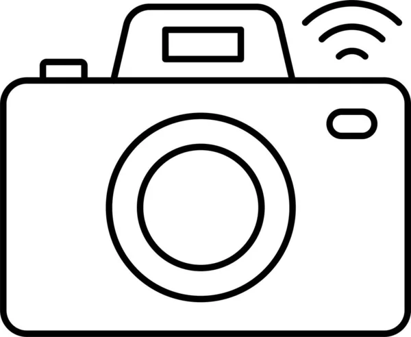 Kamera Fotografi Ikon Wifi Dalam Gaya Garis Besar - Stok Vektor