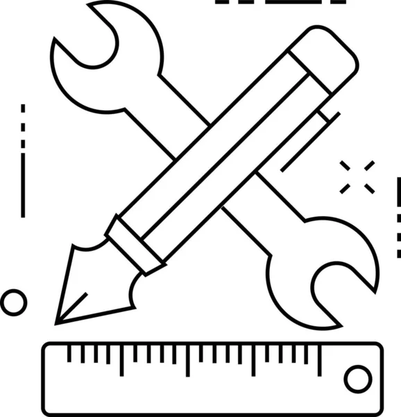 Edit Repair Ruler Icon Outline Style — Stock Vector