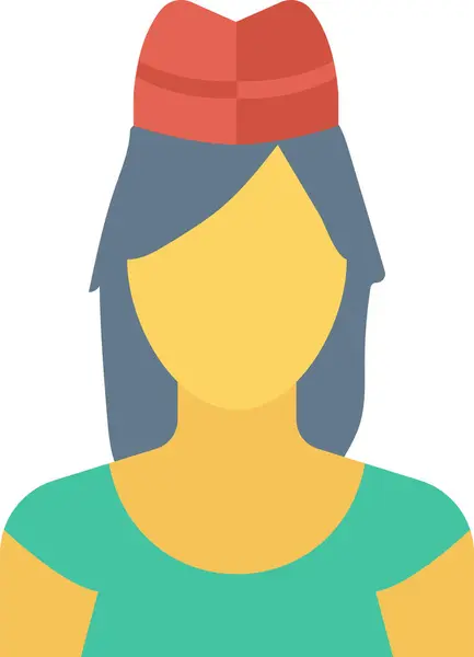 Face Girl Human Icon Flat Style — Stock Vector