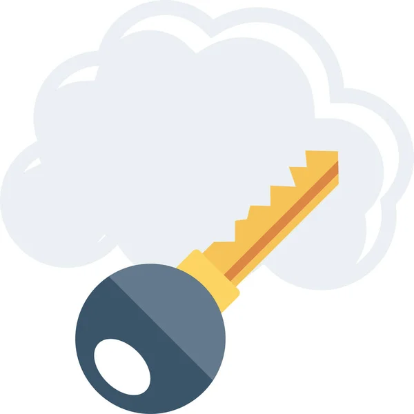 Иконка Облачного Ключа Плоском Стиле — стоковый вектор