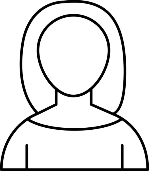 Avatar Icône Humaine Féminine Dans Style Outline — Image vectorielle