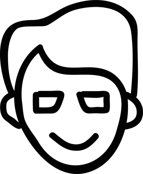 Boy Cartoonface Child Icon Handdrawn Style — Stock Vector