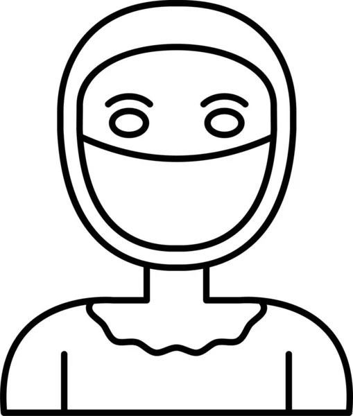 Meisje Hijab Dame Pictogram Omtrek Stijl — Stockvector