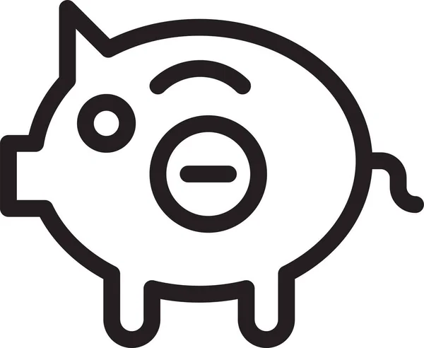 Bank Financiën Piggy Pictogram Grote Lijnen Stijl — Stockvector