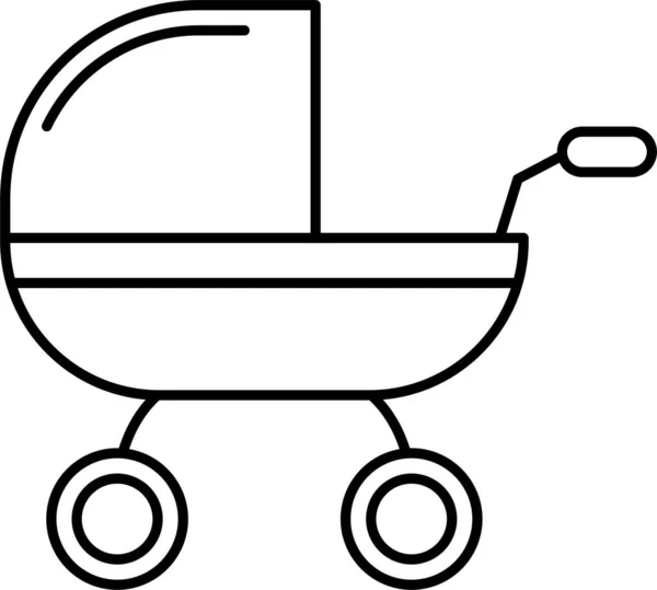 Baby Buggy Vagn Ikon Kontur Stil — Stock vektor