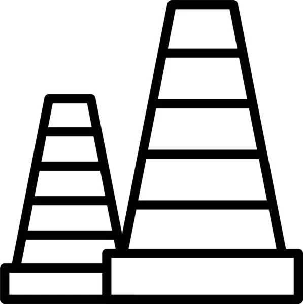 轮廓型的障碍块锥形图标 — 图库矢量图片