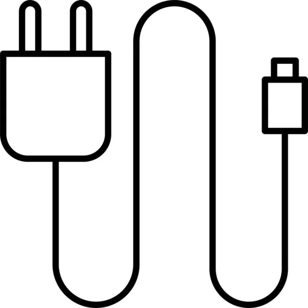 Icono Del Conector Del Cable Del Adaptador Estilo Esquema — Vector de stock