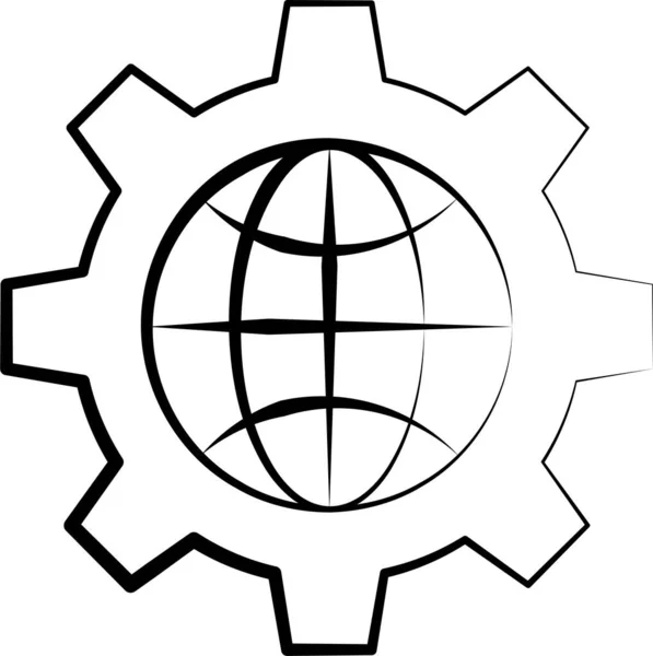 Cog Cogwheel Gear Icon Handdrawn Style — Stock Vector