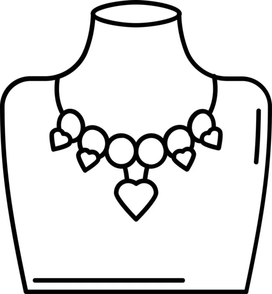 Šperky Medailonek Ikona Náhrdelník Obrysu Stylu — Stockový vektor