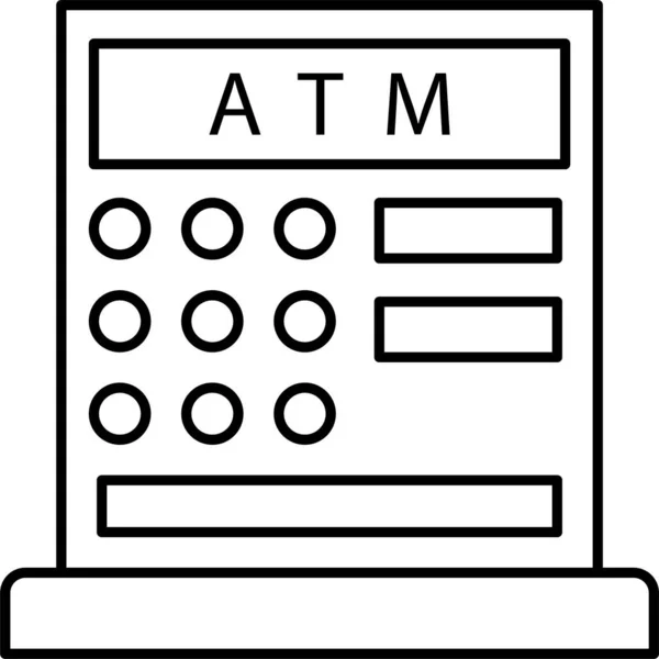 Cajero Automático Retirar Icono Estilo Esquema — Archivo Imágenes Vectoriales