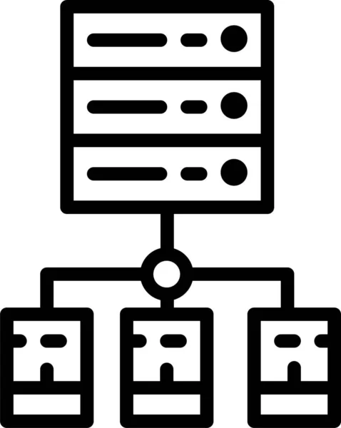 Database Datacenter Network Icon Outline Style — Stock Vector