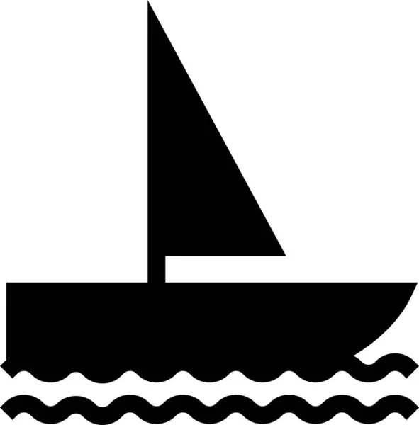 ボートの漕ぎボートのアイコンをソリッドスタイルで — ストックベクタ