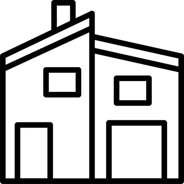 Edificio Apartamentos Icono Casa Estilo Del Esquema — Vector de stock