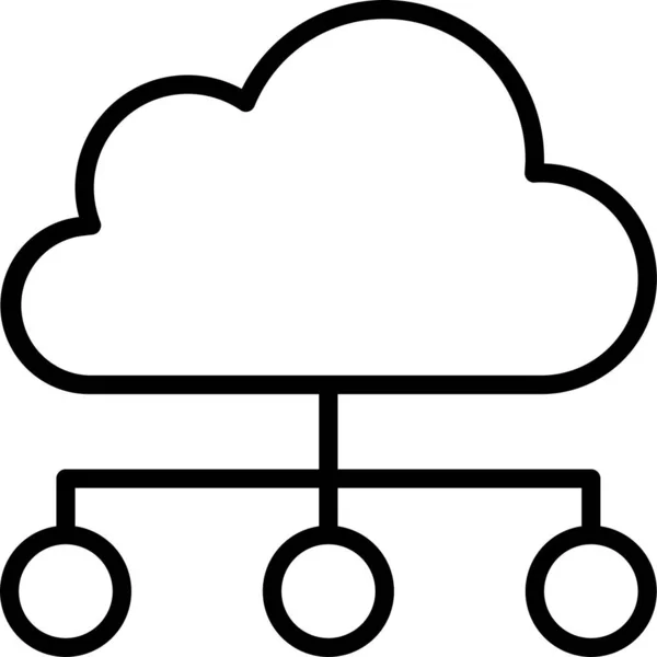 Cloud Data Netwerk Icoon Grote Lijnen — Stockvector