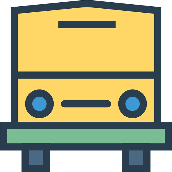 フルアウトライン形式の自動バス公共アイコン — ストックベクタ