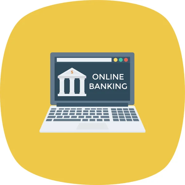 Banque Finance Internetbanking Icône Dans Style Plat — Image vectorielle