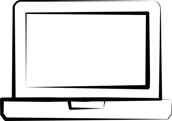 Gerät Laptop Bildschirm Symbol Handgezeichneten Stil — Stockvektor