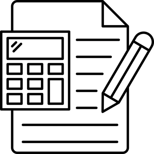 Ikona Dokumentu Pro Výpočet Účetnictví Stylu Osnovy — Stockový vektor