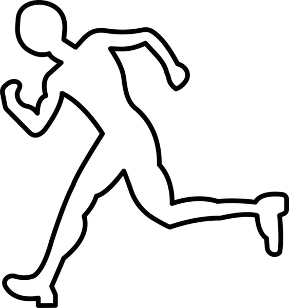 Icône Course Marathon Athlète Dans Style Contour — Image vectorielle