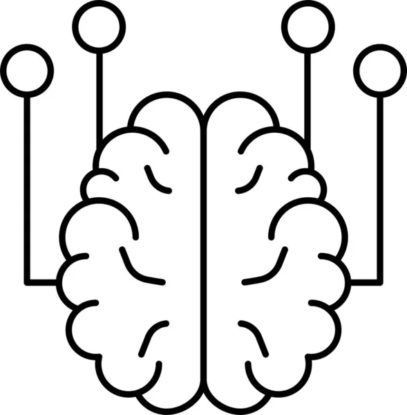 Connexion Cérébrale Icône Créative Dans Style Contour — Image vectorielle