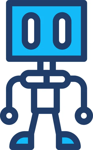 Icône Robotique Programmation Machine Dans Style Contour Rempli — Image vectorielle