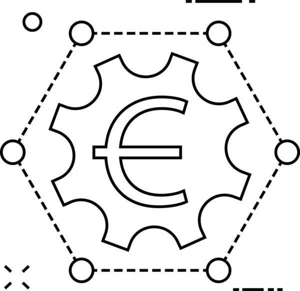 Configuration Euro Gear Icon Outline Style — Stock Vector