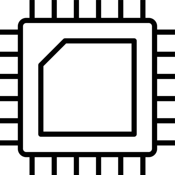 Ikona Procesorového Čipu Stylu Osnovy — Stockový vektor