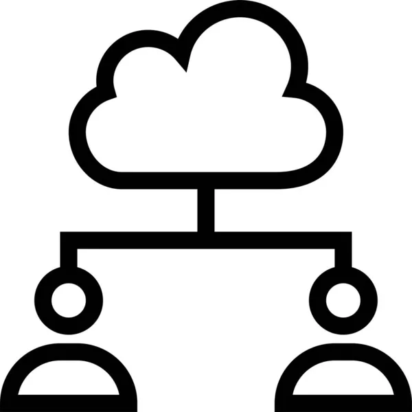 Icône Groupe Cloud Computing Dans Style Contour — Image vectorielle