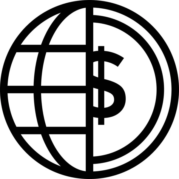 Значок Грошової Монети Стилі Контур — стоковий вектор