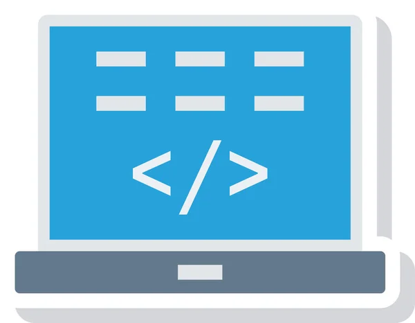 Codificación Icono Programación Portátil Estilo Plano — Archivo Imágenes Vectoriales