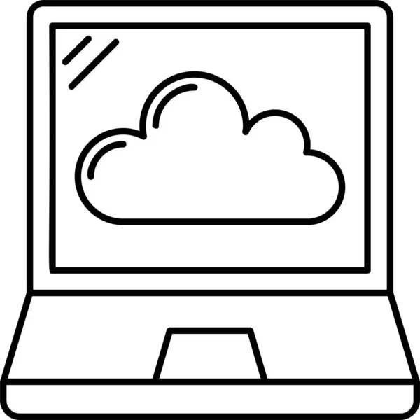 Значок Сервера Хмарних Ноутбуків Стилі Контурів — стоковий вектор