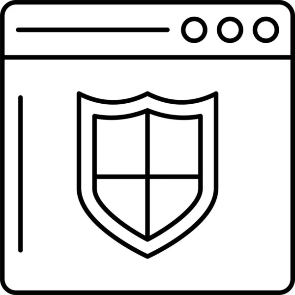 Escudo Protección Icono Página Web Estilo Esquema — Vector de stock
