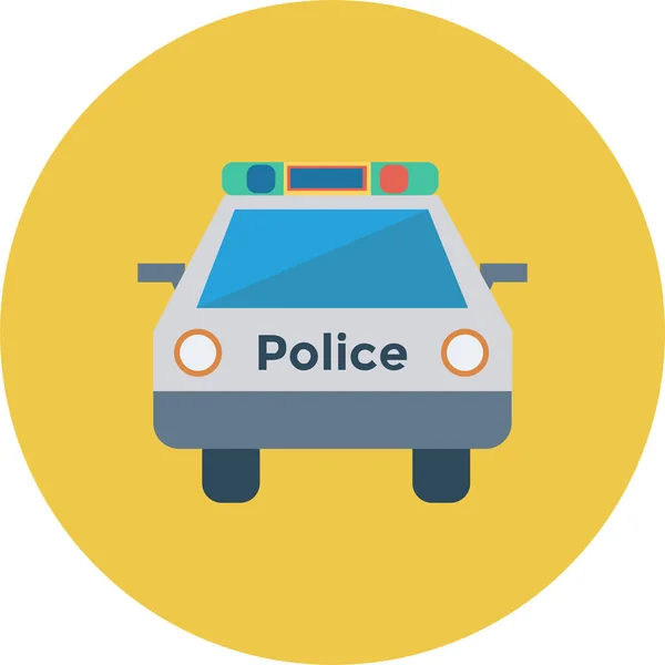 Auto Carro Polícia Ícone Estilo Plano — Vetor de Stock