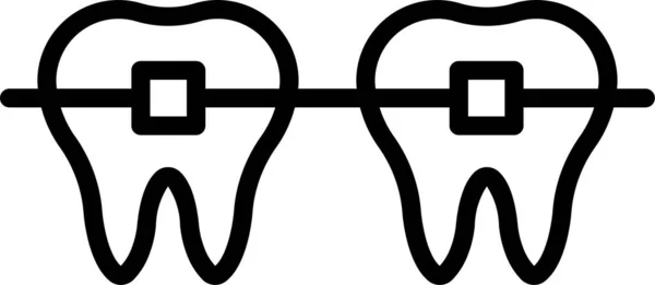 Aparat Zęby Ikona Opieki Zdrowotnej Zarysie Stylu — Wektor stockowy